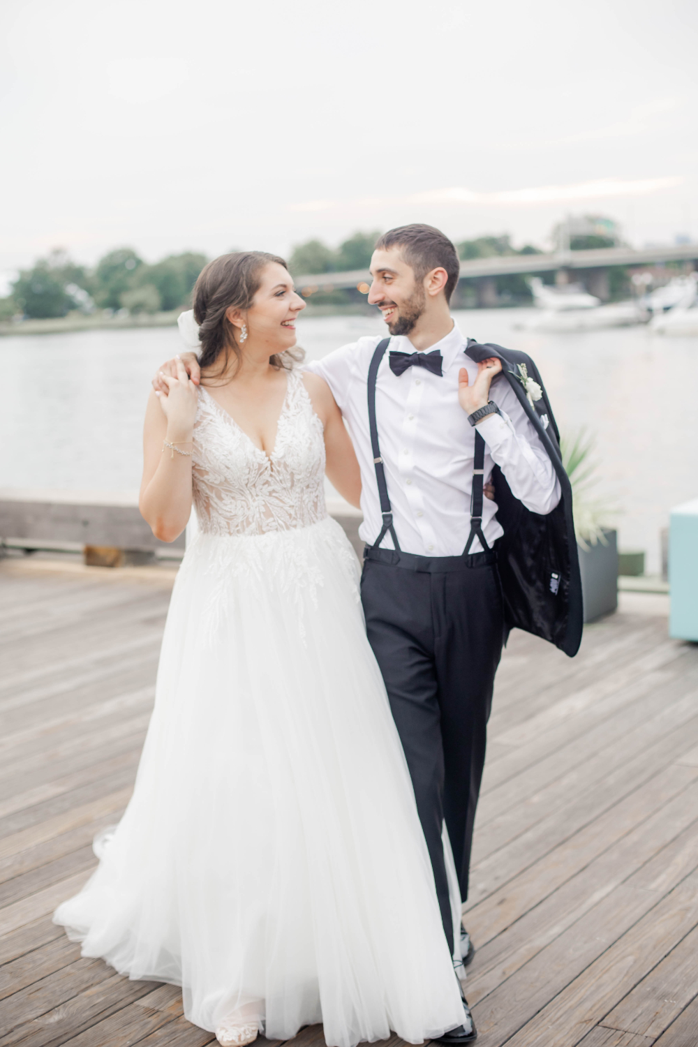 Pier waterfront wedding photos