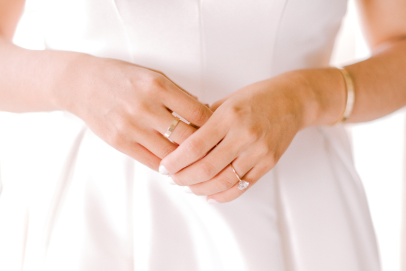 closeup of bride and wedding ring