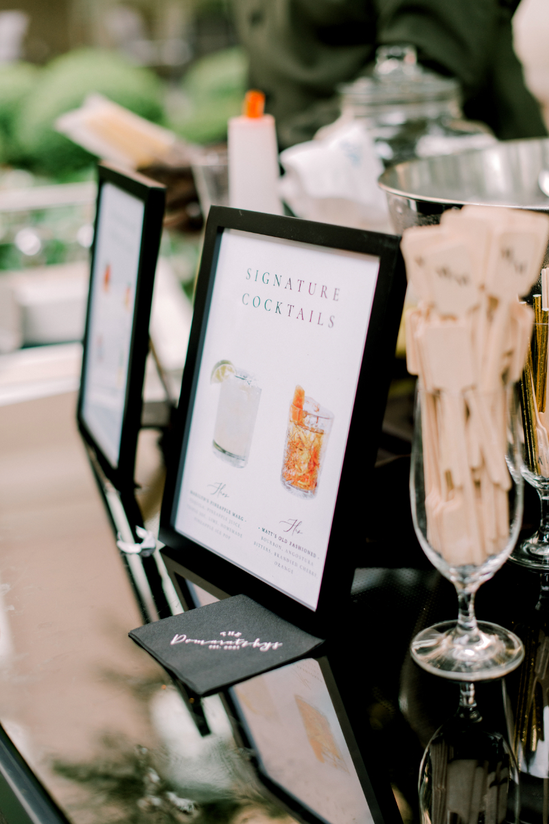 signature cocktail signage at DC wedding venue