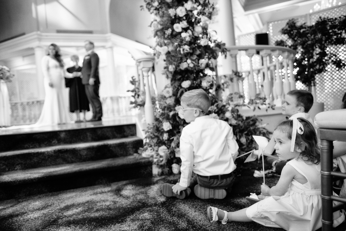 kids watch ceremony at wedding at the Fairmont Washington 
