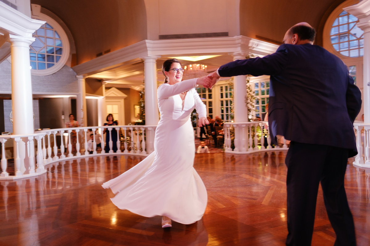 bride dances with father during wedding at the Fairmont Washington 