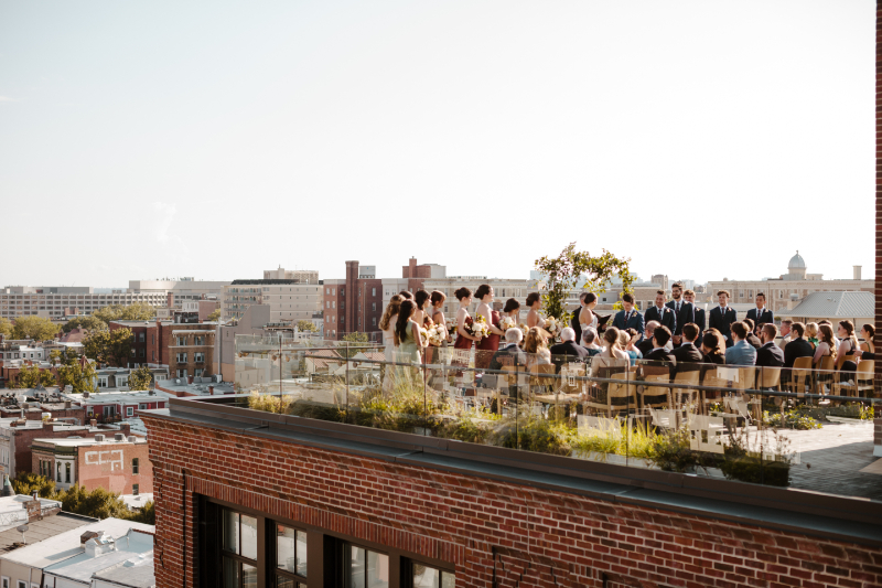 rooftop wedding ceremony at Line Hotel