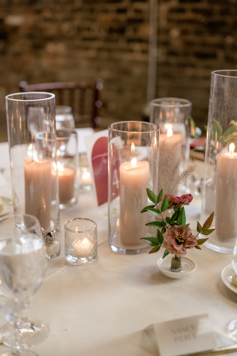 candles on wedding tables