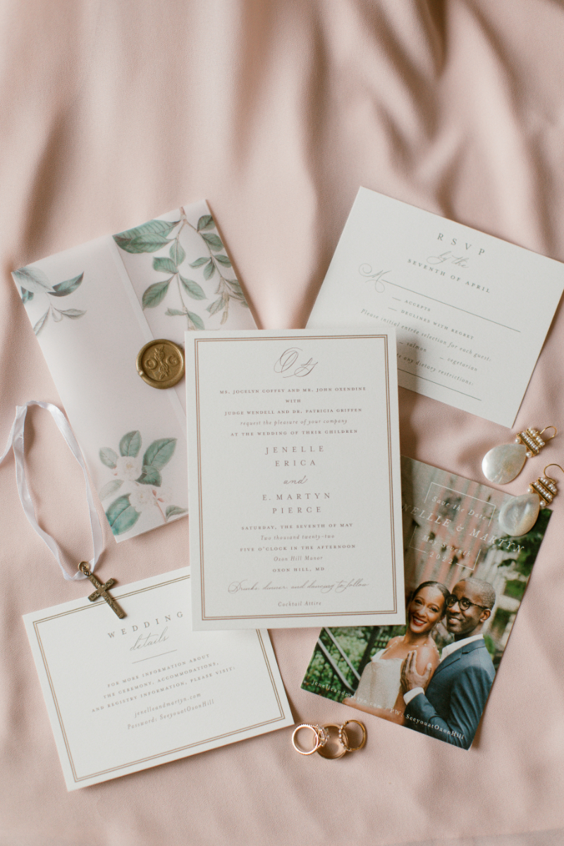 CLOSE UP OF WEDDING STATIONERY AND ACCESSORIES