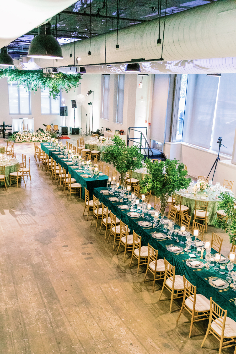 GREEN AND GOLD WEDDING RECEPTION AT SHOWROOM DC