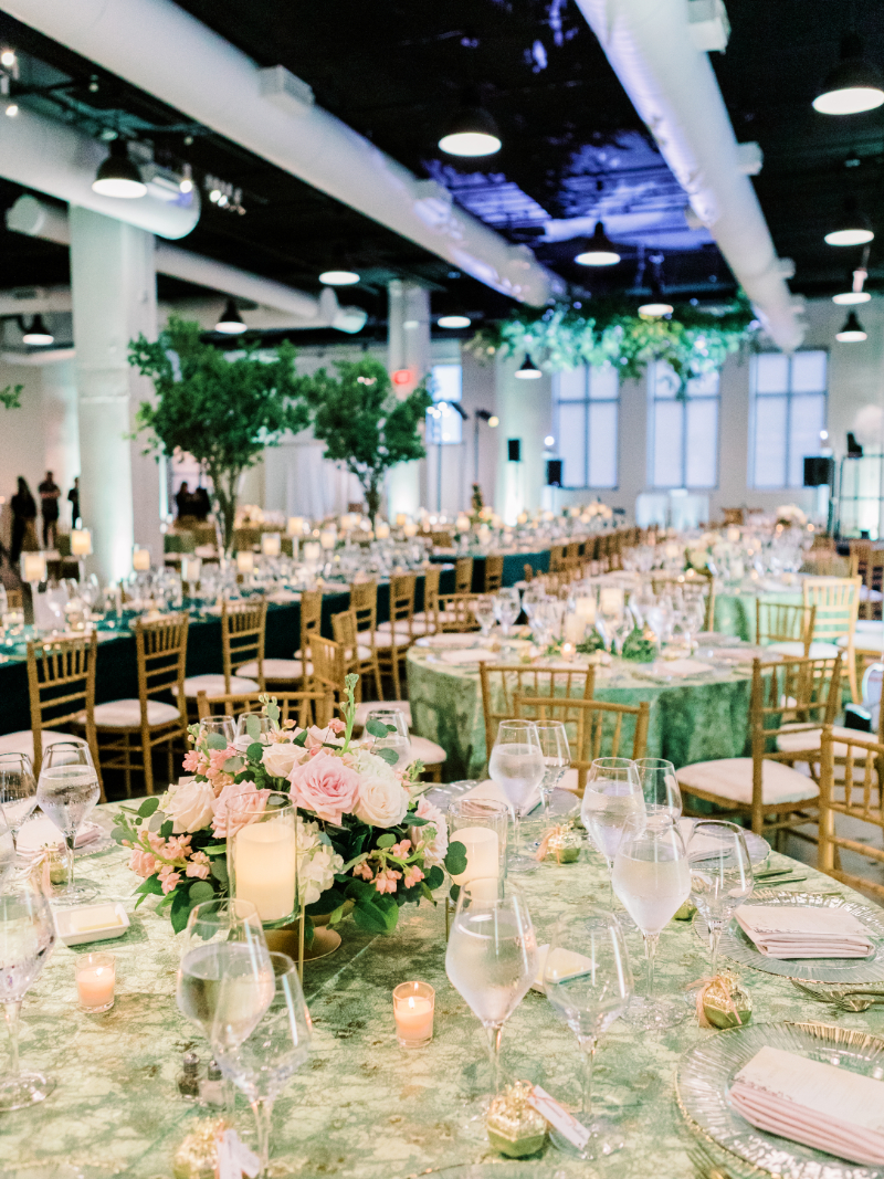 GREEN AND GOLD WEDDING RECEPTION AT SHOWROOM DC