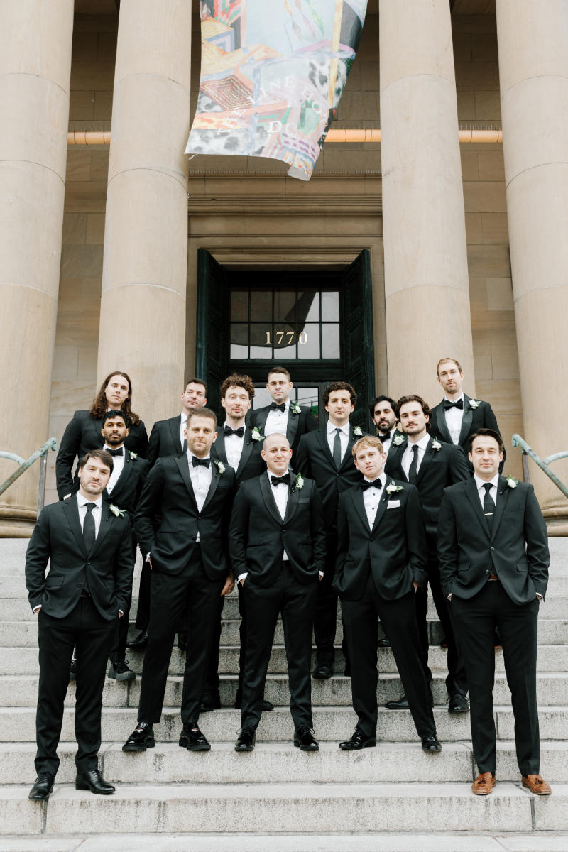 GROOM AND GROOMSMEN OUTSIDE THE LINE HOTEL