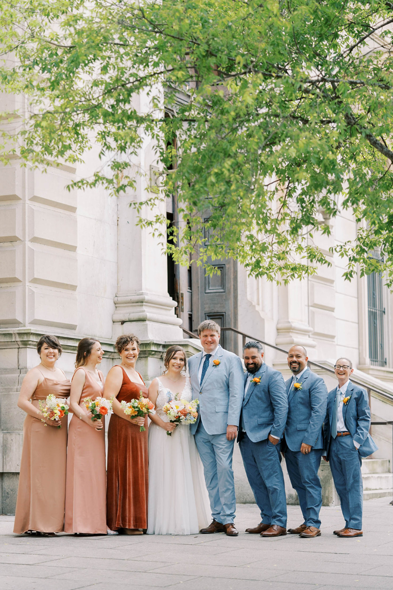 FORMAL WEDDING PORTRAITS OUTSIDE THE PEABODY LIBRARY
